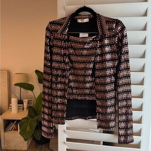 Nasty Gal Molly Green Top and Mini Skirt Brown Sparkle Set